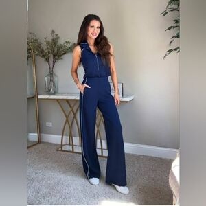 Spanx Ae Airpique Navy Blue Jumpsuit